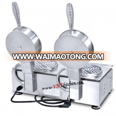 popular for coffee shop stainless steel commercial two heads electric waffle maker